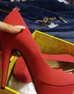 Red Nubuck Heels